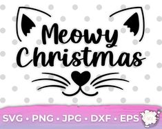 the merry christmas svg file is shown with an image of a cat's face