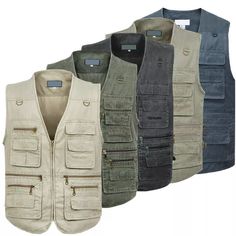 Mens Vest Casual, Vest Plus Size, Men Waistcoat, Cargo Vest, Jackets Casual, Zipper Vest, Fishing Vest, Men Casual Summer, Casual Outwear