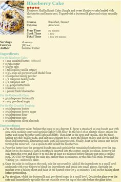 the recipe for blueberry cake is shown