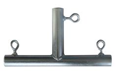 two hooks are attached to the side of a metal pole on a white background with clippings