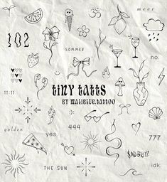 free Tattoo Font Free Flash Tattoo Designs, Women Flash Tattoo, Lucky Flash Tattoo, Tattoo Graphic Design Ideas, Silly Flash Tattoos, Post It Note Tattoo, Flash Sheets Tattoo, Fineline Tattoo Flash, Tiny Tattoo Flash Sheet