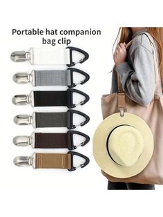 Un conjunto de 6 colores.  Collar  Poliéster   Embellished  Primavera/Verano,Otoño/Invierno Outdoor Hut, Canvas Hat, Hat Holder, Hat Clip, Travel Hat, Beg Tangan, Hat Clips, Outdoor Hats