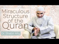 a man sitting in a chair with his hands clasped to each other and the words,'miraculaus structure of the quran