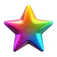 a rainbow colored star on a white background