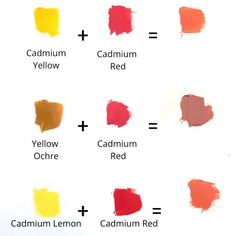 the different shades of red and yellow are shown in this chart, which includes each color