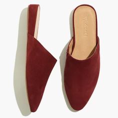 Absolutely Gorgeous Slip-On Mules From Madewell. The Kasey Mule In Rusted Burgundy {The Closest Color Of My Personal Pictures In The 2nd One Where It Shows The Side Of The Shoe..I Am Not A Photographer..Stock Photos Are Spot On, However..}. These Are A 7.5 And Run True To Size In My Opinion. Brand New In Box - I Work From Home And Just Rarely Go Out Where I'm Not Wearing Sneakers. Please See The Description From Madewell In The Photos. *Reasonable* Offers Will Be Considered Everyday Flats, Work Flats, Madewell Shoes, Suede Mules, Women's Flats, Shoe Closet, Comfy Shoes, High Heel Pumps, Shoe Game