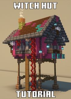 an image of a house made out of lego blocks with the words witch hut on it