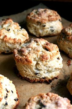 some biscuits are sitting on top of a piece of parchment paper and ready to be eaten