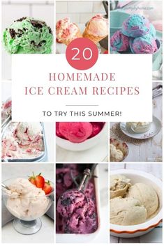 A collage of 8 different homemade ice cream recipes for summer dessert including strawberry, chocolate, apple pie, and blackberry flavors. Easy Homemade Ice Cream Recipes, Ice Cream Dessert Recipes, Easy Ice Cream Recipe Homemade, Ice Cream Dessert Recipe, Coconut Dessert, Ice Cream Maker Recipes, Ice Cream Dessert