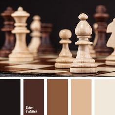 a chess board with several pieces on it and the color scheme is brown, beige, and white