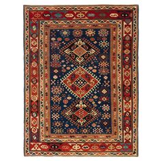 This is a complete hooked field with double medallions rug from the late 19th century, Kazak region, Caucasus area. A striking field design features three medallions each with concentric hook motifs, with S patterns in the center of the medallions. It is framed with a series of borders. Vivid colors are chosen by our designers for this rug. Color summary: 8 colors in total, most used 4 colors are; Green Blue 344 (Spurge – Madder Root – Indigo) Bistre Brown 411 (Pomegranate – Madder Root) Imperia Madder Root, Caucasian Rug, Medallion Rug, Crochet Motifs, Rugs And Carpet, Cool Rugs, Rug Hooking, Hand Spun Wool, Natural Dyes