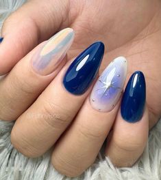 Blue Sparkly Nail Designs, Nail Art Inspiration Creative, Sparkly Nail Designs, Mickey Nails, Tie Dye Nails, Blue Nail Art, Nails Desing, Soft Gel, Xmas Nails