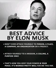 a man in a suit and tie holding up a sign that says best advice by elon musk