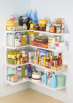 an organized pantry with lots of food and condiments