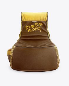 the bean bag moochup chair is brown and yellow