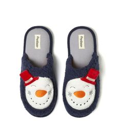 Dearfoams Cozy Comfort Unisex Snowman Scuff Slippers. These adorable slippers are the epitome of comfort and practicality, offering equal parts coziness and charm. Designed with slip-resistant outsoles, these slippers ensure your feet stay secure and stable, whether you're lounging around the house or making quick trips to the kitchen. Plus, their machine washable design makes them a breeze to clean, so spills and stains are no match for these slippers. With their cute and playful designs, you'l Blue Cozy Slippers For Winter, Cozy Blue Winter Slippers, Soft Blue Winter Slippers, Blue Comfy Slippers With Round Toe, Comfy Blue Slippers With Round Toe, Comfy Blue Round Toe Slippers, Comfortable Blue Indoor Slippers, Comfortable Soft Blue Slippers, Blue Indoor Slippers With Cushioned Footbed