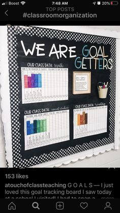 a black and white bulletin board that says, we are goalgetters on it