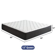 the queen size mattress is shown with measurements