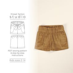 the sewing pattern for shorts is shown