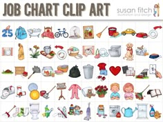 an image of a job chart clip art with lots of different things to do on it