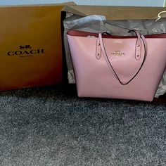 Coach, Bubble Gum Pink, Large Tote Bag, Brand New, Never Used, Material: Leather. Designer Tote Bag As A Gift, Luxury Pink Bags With Leather Handles, Coach Bags Perfect As Gifts, Coach Bags Perfect For Gifts, Coach Bag For Gift, Designer Pink Bags For Everyday Use, Designer Pink Bag For Everyday, Designer Pink Everyday Bag, Pink Coach Bag As Gift