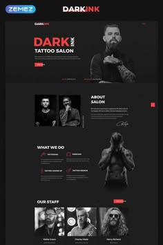 Parallax Website, Salon Tattoo, Tattoo Website, Tattoo Salon, Website Design Inspiration Layout, Graphisches Design, Best Website Design, Web Ui Design, Webpage Design