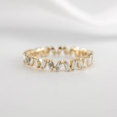 The Blaine Baguette Diamond Eternity Ring | Lisa Robin Baguette Eternity Ring, Baguette Wedding Rings, Ring Redesign, Baguette Diamond Wedding Band, Baguette Band, Baguette Diamond Band, Baguette Wedding Band, Ring Baguette, Ring Inspo