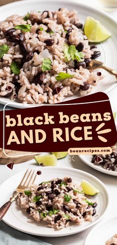 You're going to love this black beans and rice recipe! Cooked in just one pot, this rice and beans is such an easy side dish for dinner. Perfect if you're having Mexican food tonight! Save this pin! White Rice And Black Beans Recipes, Leftover Beans And Rice, Simple Beans And Rice, Black Bean Side Dish Simple, Spanish Rice With Black Beans, Black Beans With Rice, Healthy Black Beans And Rice, Brazilian Rice And Beans Recipe, Best Black Beans And Rice Recipe