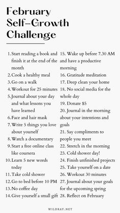 February self-growth, self-care, self-love and personal development challenge. Become better version of yourself, become that girl. How To Start Positive Thinking, 2024 Self Development, How To Have A Good Mentality, Work On Yourself For 6 Months Challenge, Small Things To Do To Glow Up, 6 Months Growth Challenge, Things To Start Doing In 2024, Practice Positive Thinking, Level Up Mindset