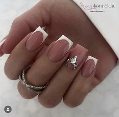 White Tip Acrylic Nails, White Short Nails, Christmas Gel Nails, Nails Now, Nails And Toes, Toes Designs, White Tip, Jelly Nails, Dream Nails