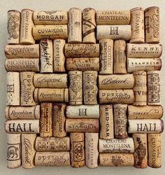 a bunch of wine corks that are stacked together