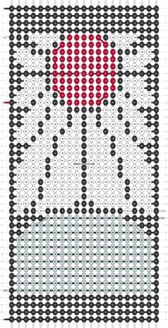 a cross stitch pattern with a red object in the middle