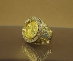 Coin Ring Big Men's Ring Signed Ring Monogram 18K - Etsy India Buy Coins, Monogram Ring, Signet Rings, Coin Ring, Bas Relief, Midi Rings, Gold Coin