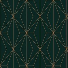 an art deco wallpaper design with gold lines and circles on green background, in the style of geometricism