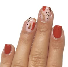 Cute Short Wedding Nails, September Biab Nails, Thanksgiving Nails Maroon, Autumn Abstract Nails, Abstract Gel Nails, Autumnal Nails, Biab Nails, Polka Dot Nail Art, Abstract Nails