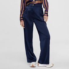 Pantalon saten traje NAVY Small, Medium or Large Satin Lola Casademunt - SPAIN Spain, Satin, Navy, Pants, Trousers