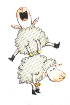 an image of two sheep jumping up and down with the caption's name in german