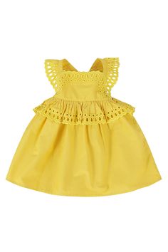 Dress from Stella McCartney KidsComposition: 100% Cotton Summer Sleeveless Dress For Dress-up, Sleeveless Dress-up Dresses For Spring, Yellow Ruffled Dresses For Summer, A-line Dress With Ruffles For Dress-up, Summer Sundress With Ruffles For Dress-up, Summer Sleeveless Dress With Ruffles For Dress-up, Sleeveless Ruffled Dress For Summer Dress-up, Summer Cotton Dress For Dress-up Occasions, Cotton Summer Dress For Dress-up Occasions