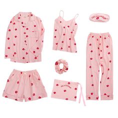 Strawberry Pajamas, Pajamas For Teens, Winter Pajamas Women, Winter Pajamas, Pajamas Comfy, Trendy Swimwear, Cute Pajamas, Satin Pyjama Set, Womens Pyjama Sets