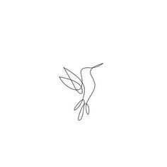 a single line drawing of a hummingbird flying in the air with its wings spread