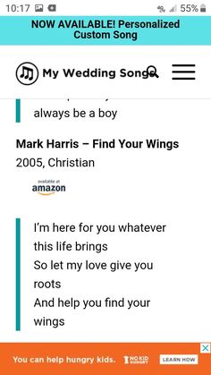 an email message with the words,'my wedding song always be a boy '