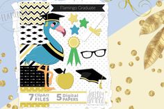 an image of a graduation card with a bird and graduate's cap on it