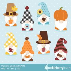 thanksgiving gnomes with hats and scarves svg file for cricut, silhouette