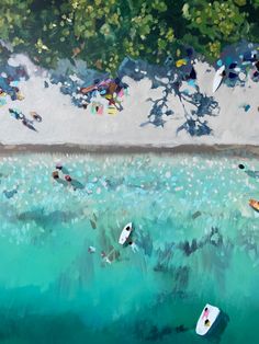 Aerial art. Aerial painting. Nina Brooke Acrylic Painting Detailed, Aerial Painting, Ocean Acrylic Painting, Cottage Illustration, Image Nature, Collage Art Mixed Media, Sea Painting, 3d Painting