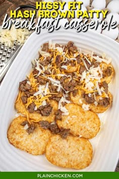 hash browns with cheese and ground beef in a casserole dish