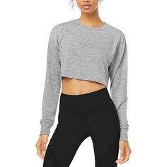 Women's Crop Tops Workout Athletic Shirt Top Cropped, Athletic Shirts, Long Sleeve Crop, Long Sleeve Crop Top, Heather Gray, Crop Top, Crop Tops, For Women, Long Sleeve