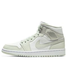 Womens WMNS Air Jordan 1 Mid 'Spruce Aura' White/Spruce Aura CV5280-103 Aura White, Melody Ehsani, Wmns Air Jordan 1, White Spruce, Team Orange, Nike Air Jordan 1 Mid, Flashing Lights, Adidas Spezial, Jordan Sneakers