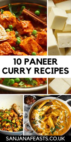 10 paneer curry recipes with text overlay