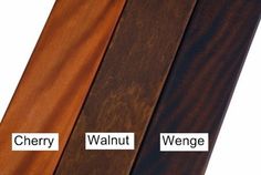 four different types of wood are shown in this image, including cherry, walnut, and weige