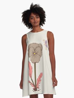 " Earthy Floral Watercolor" A-Line Dress by LaceRenee | Redbubble Floral Watercolor, Dresses For Sale